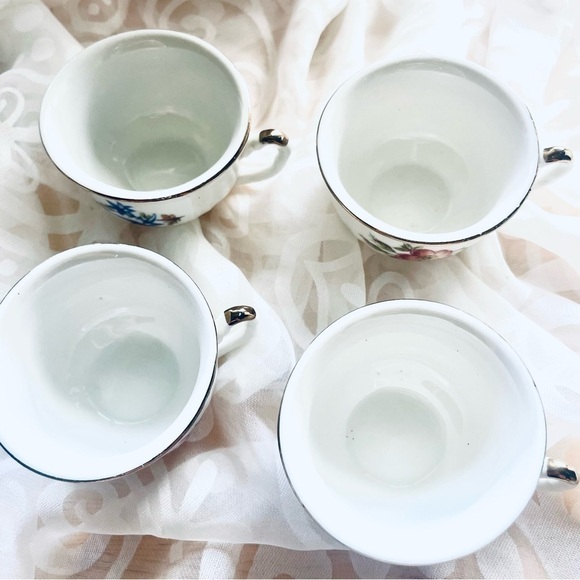 Vintage Small Teacup and Saucer Set | White European Porcelain with Gold Trim - Picture 9 of 15